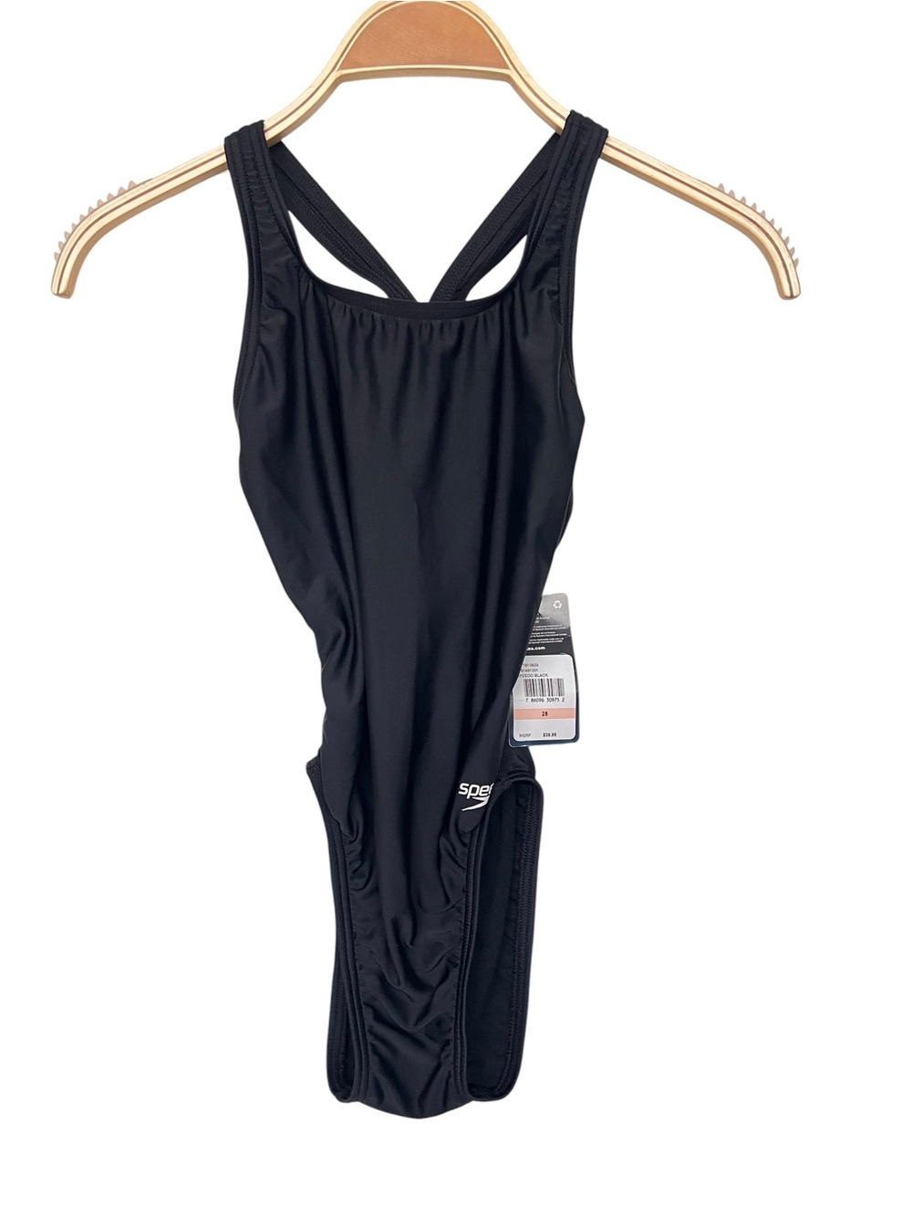 New Speedo Black Racerback One-Piece Swimsuit Bathing Suit